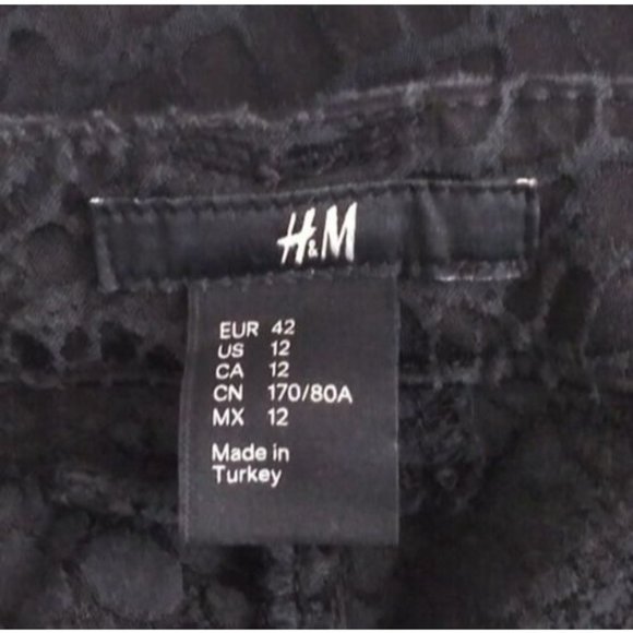 H&M Women's Black Snakeskin Design Straight Leg Jeans Size 12 - Picture 6 of 8